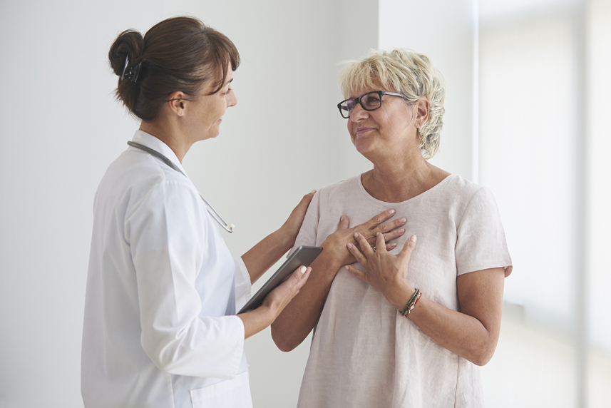 Woman and her doctor.