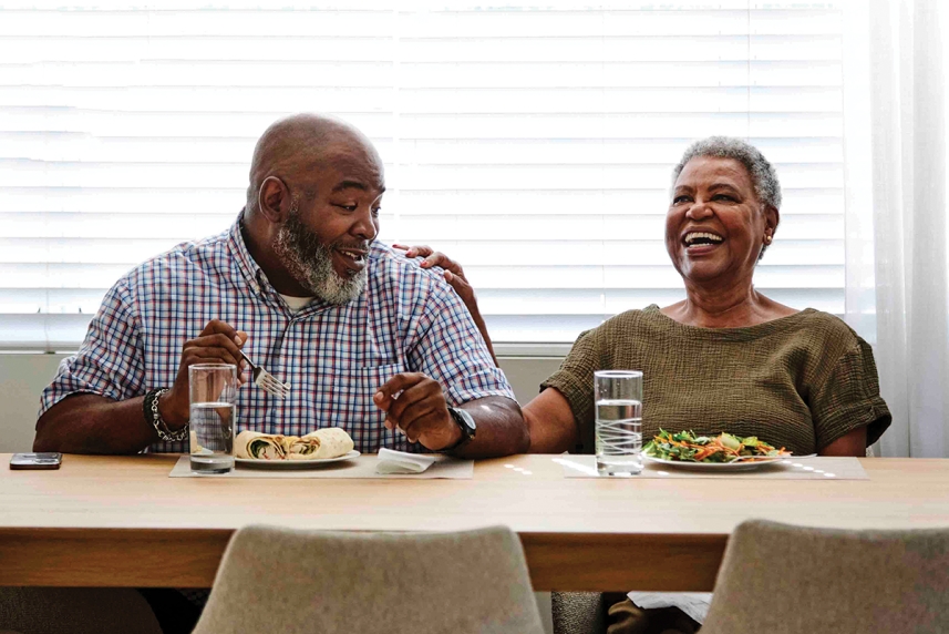 Couple eating together