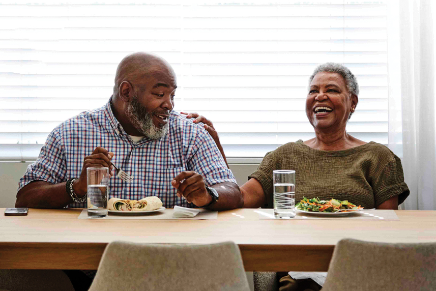 Couple eating together
